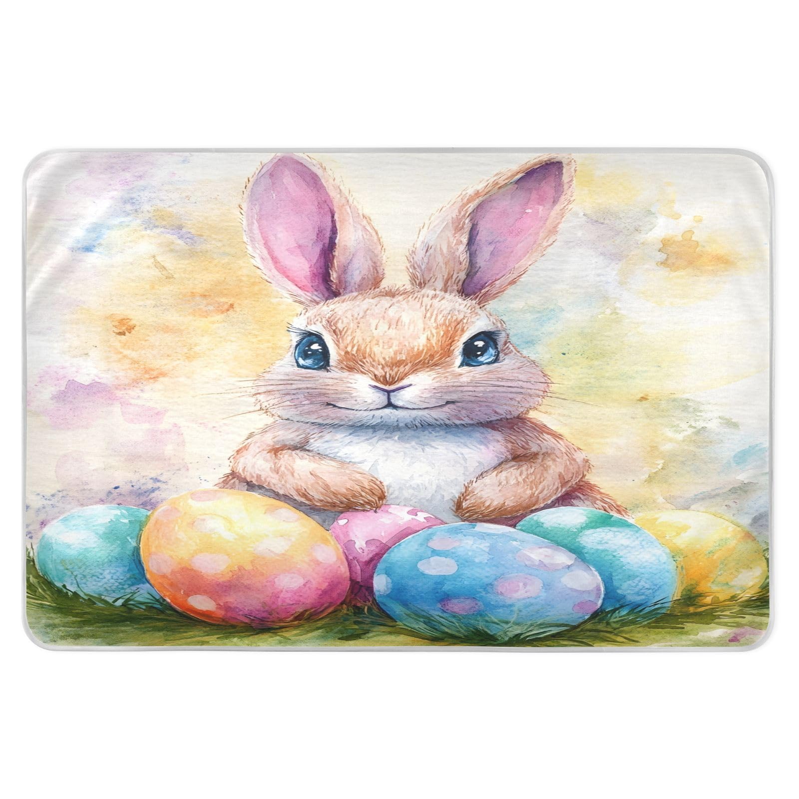 CEBUGI 34” x 52”Washable Underpads Heavy Absorbency Waterproof Incontinence Bed Pads Easter Rabbit Eggs Pee Pads for Adults Kids and Baby