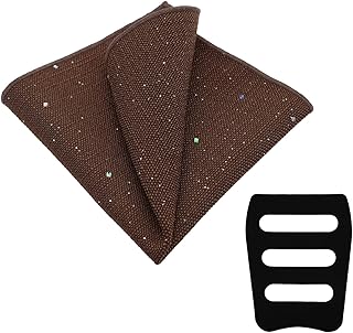 Glitter Pocket Squares for Men, Solid Color Mens Pocket Square with Holder Suit Men's Handkerchiefs for Party Prom