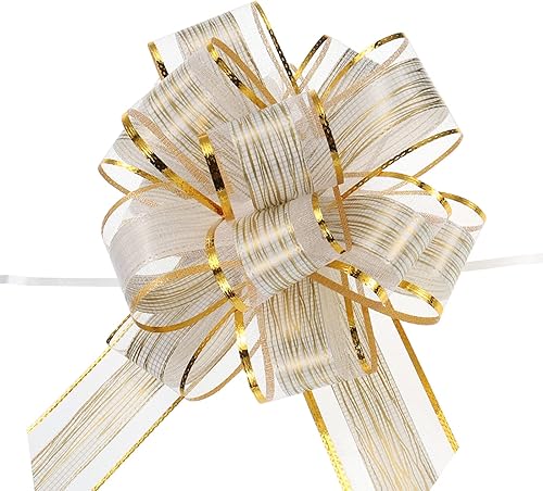 MECCANIXITY 20 lazos grandes de 7 pulgadas para envolver regalos, cinta de organza color blanco crema para cestas de boda, regalos de fiesta de