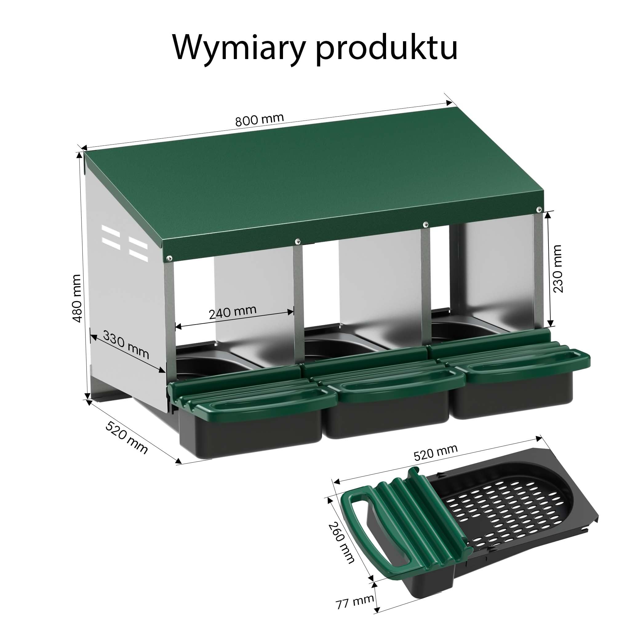 Fudajo Gniazdo dla kur niosek z szufladą, 81 x 52 x 48 cm potrójne, do montażu na ścianie lub wolnostojące, z otworami do cyrkulacji powietrza