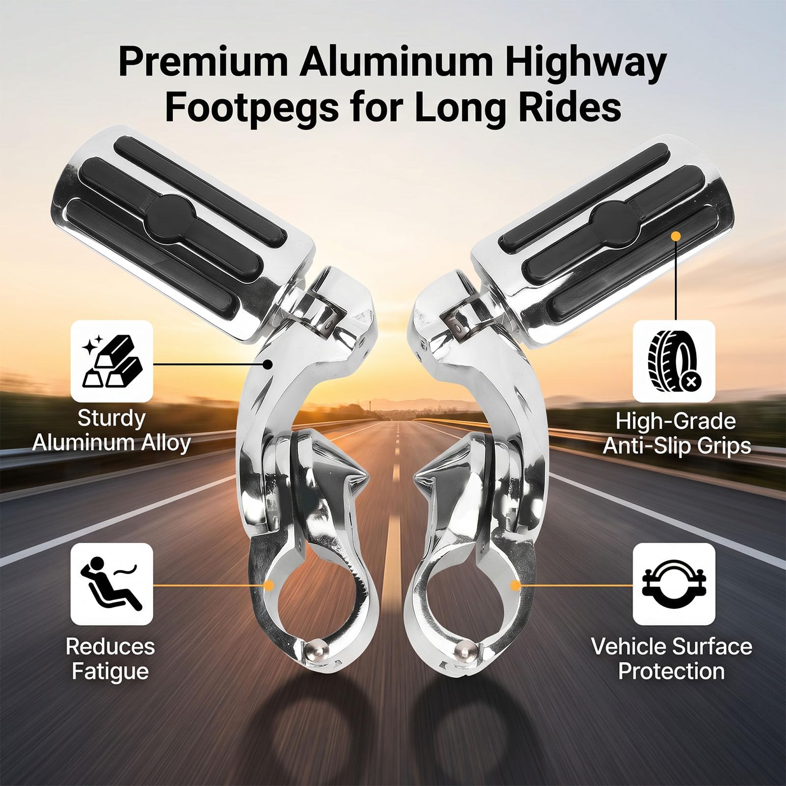 Generic Zamienniki Podnóżków Motocyklowych do Touring 883, Trwały Stop Aluminium, Komfortowa Konstrukcja na Długie Przejażdżki, 2 szt.