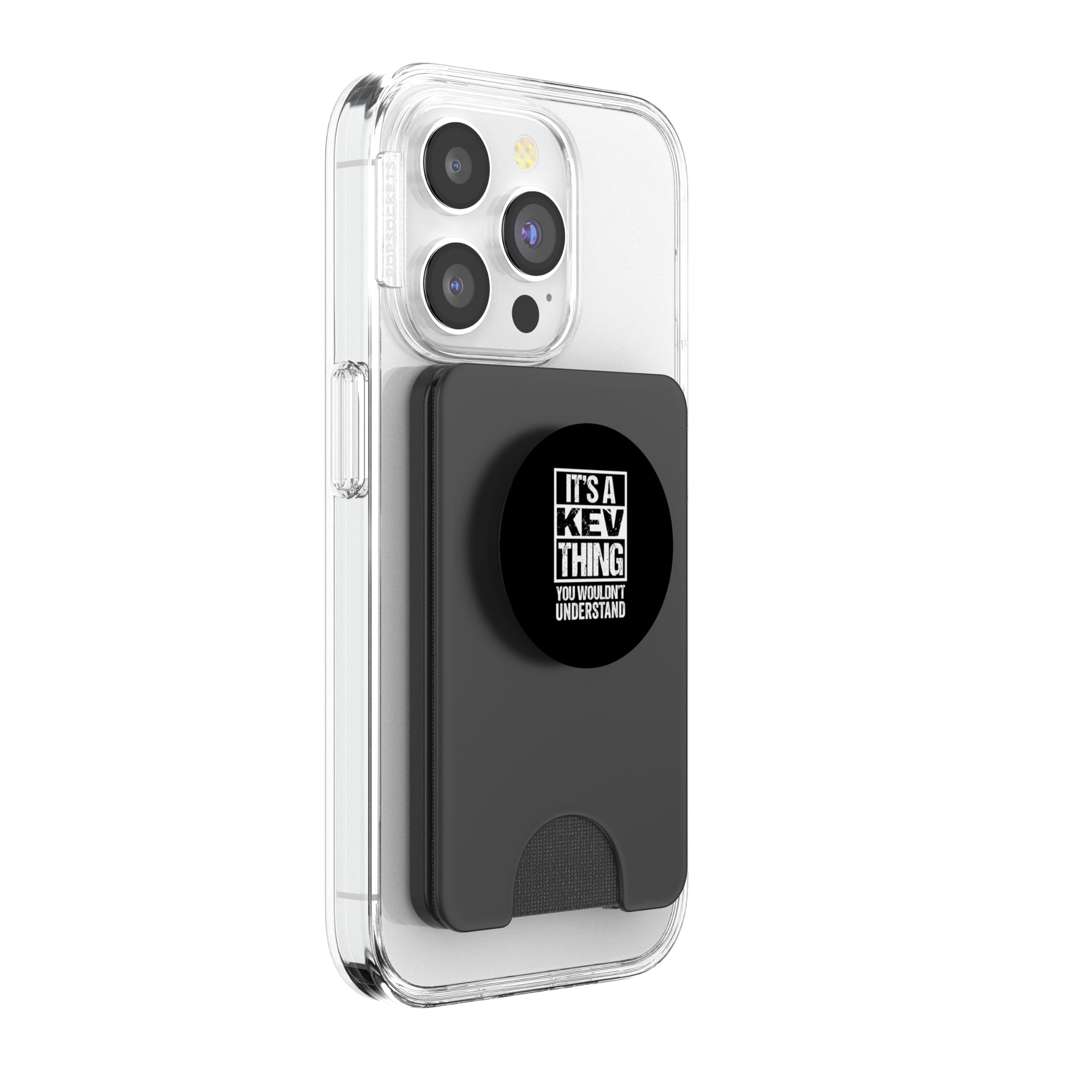It's A Kev Thing You Wouldn't Understand First Name PopSockets PopWallet for MagSafe, Black - Image 4