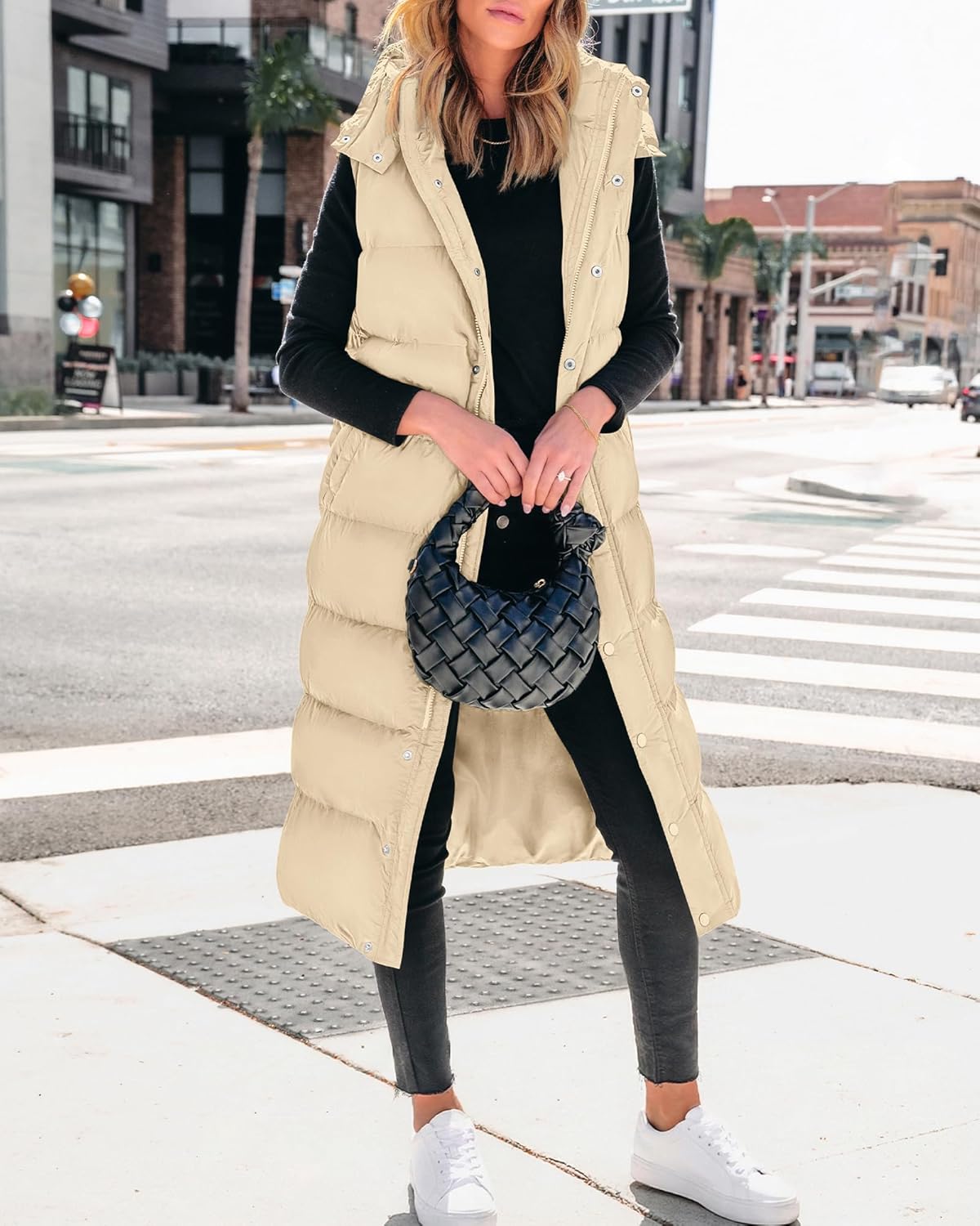 BTFBM Long Puffer Vest Women Quilted Hooded Button Down Zip Up Sleeveless Vests Outerwear Padded Jacket Fall Winter Coat - Image 8