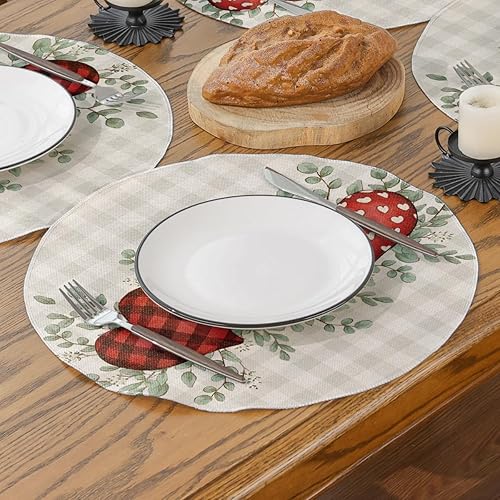 Miniatura 10 de Siilues Camino de mesa de San Valentín decoración de corazón dulce para el día de San Valentín camino de San Valentín a cuadros para mesa decoración