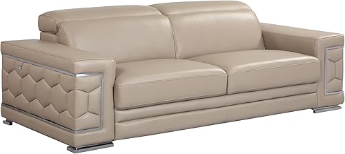 Blackjack Furniture Usry - Sofá tapizado de piel italiana, color caqui