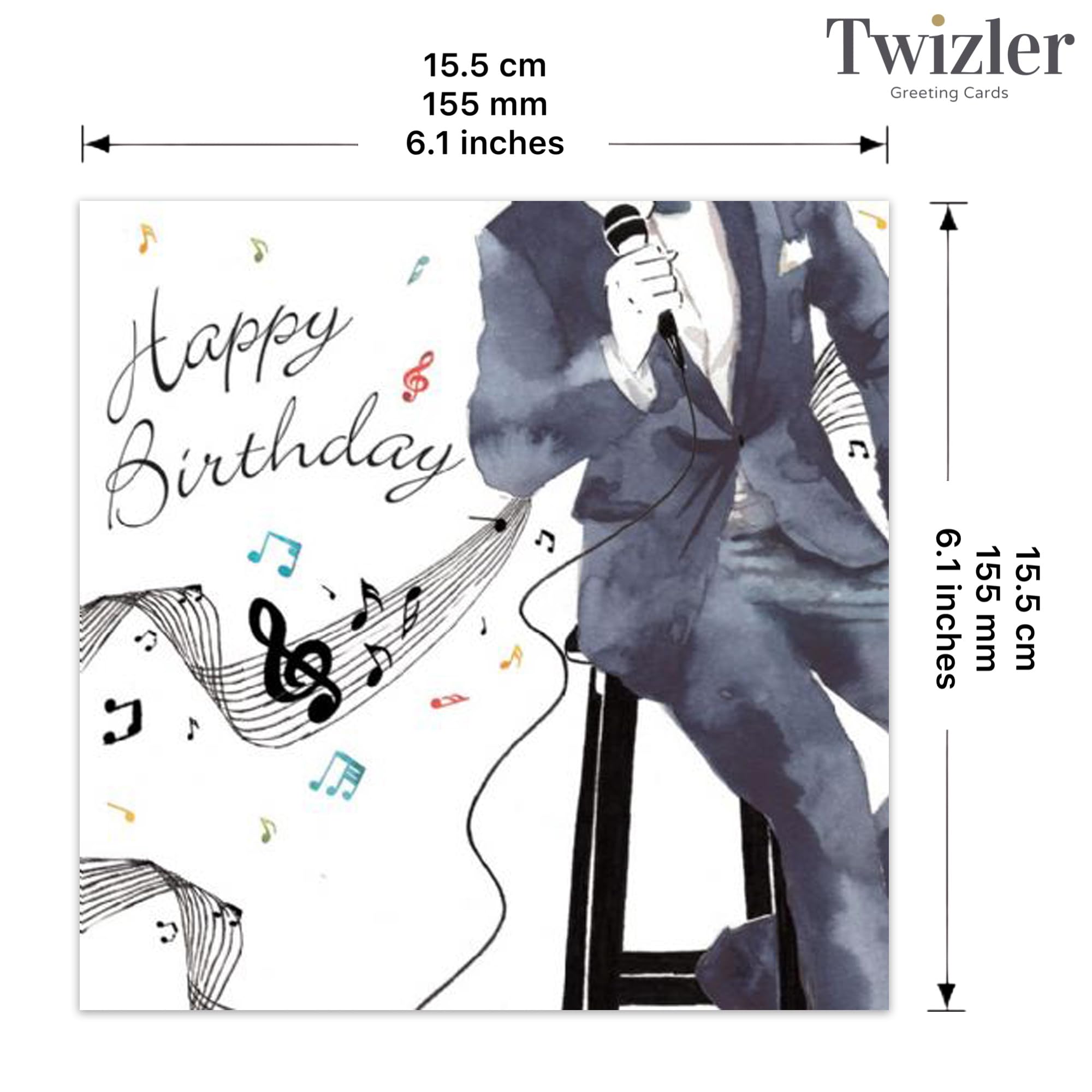 Regalo Personalizado Twizler Tarjeta Cumpleaños Brother - Diseño Acuarela Plata Con Música Tarjeta Brother Efecto Acuarela Plata Twizler Regalo