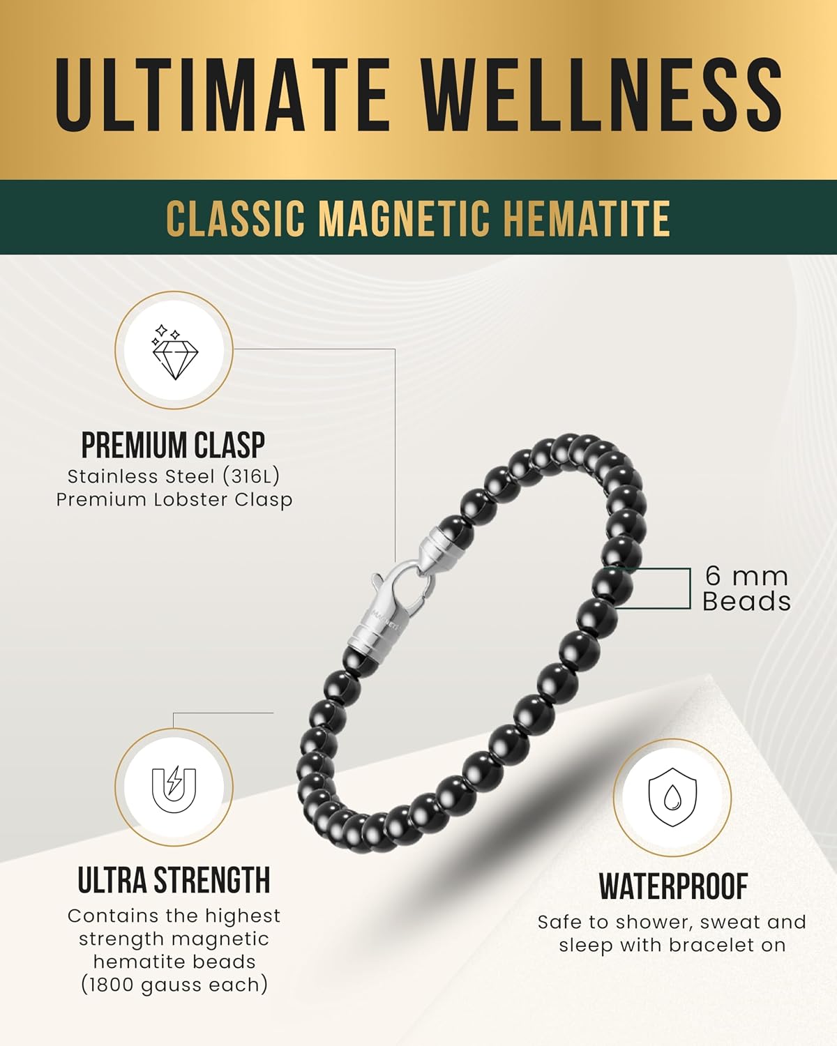 MagnetRX® Hematite Beaded Magnetic Bracelets (Large) image 4