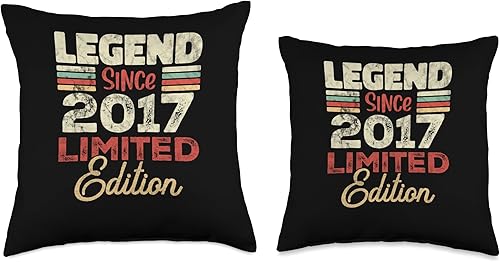 Miniatura 3 de Retro Since 2017 Limited Edition Born in 2017 6th Birthday 6 Year Old Since 2017 Limited Edition Throw Pillow, 18x18, Multicolor