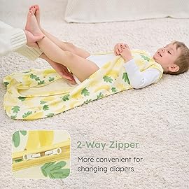 Yoofoss Baby Sleep Sack 6-12 Months Wearable Blanket for Babies 100% Organic Cotton 2-Way Zipper TOG 0.5 Toddler Sleeping Sack 3 Pack, Comfy Lightweight Sleep Sacks