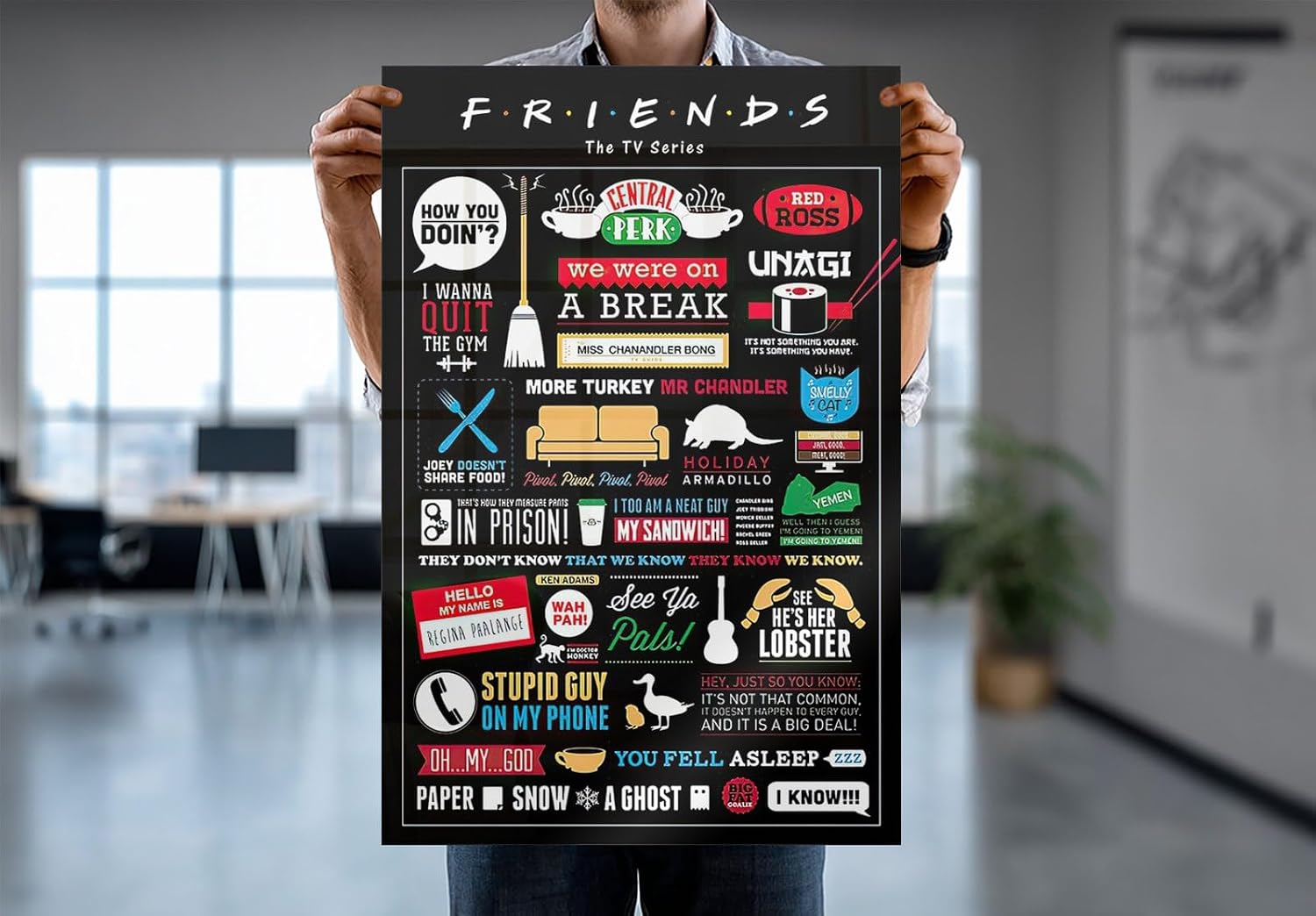 POSTER STOP ONLINE Friends - TV Show Poster Print (Infographic - Logos & Pictograms) (Size: 24" x 36") (Laminated Poster & Strips)