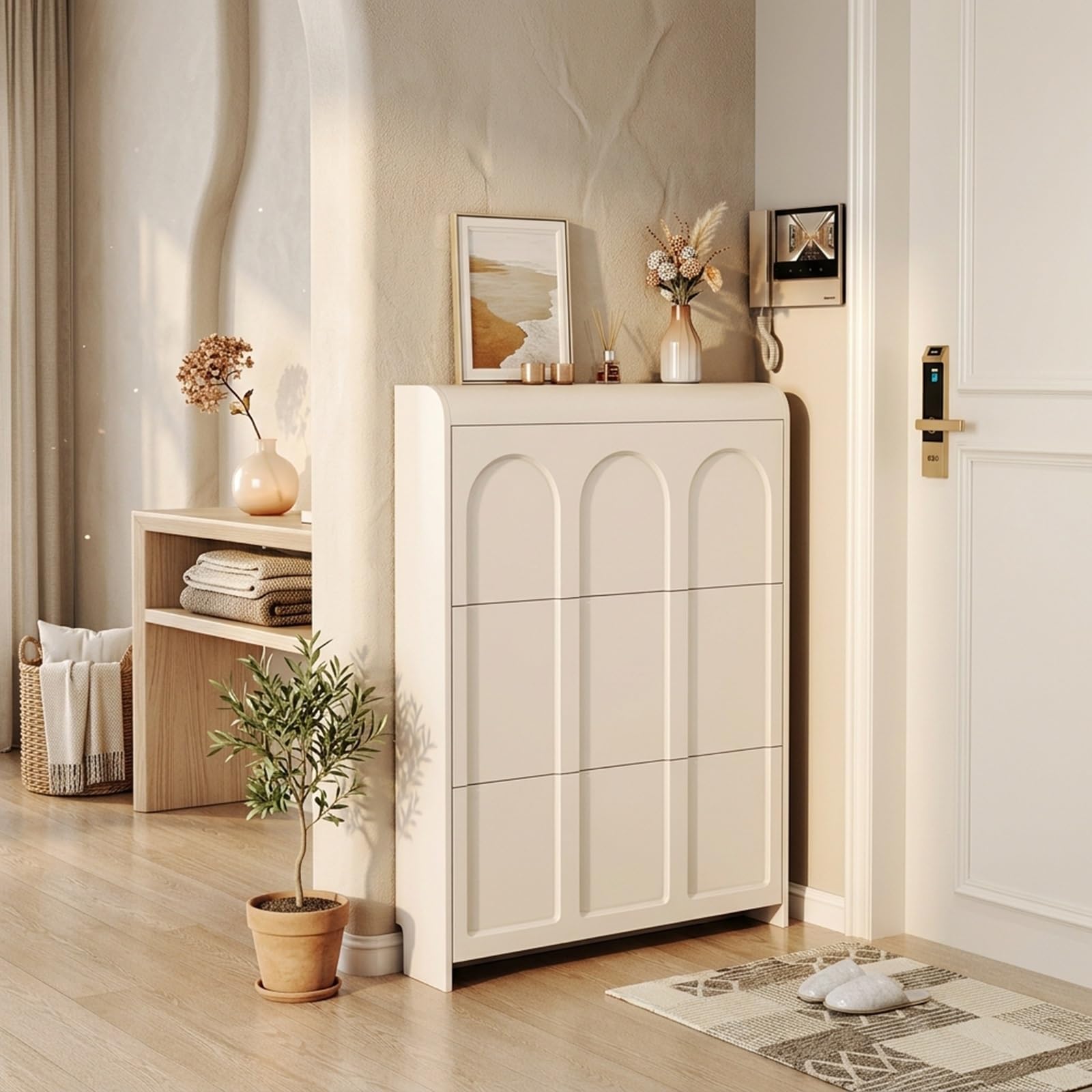 Mueble zapatero estrecho de 17cm de fondo para solucionar la falta de espacio