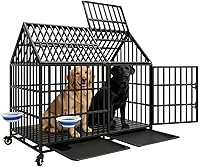 Vista 1 de Jaula indestructible de 50 pulgadas para perros con ruedas, a prueba de escapes, doble puerta para interiores, alta ansiedad, perrera de acero