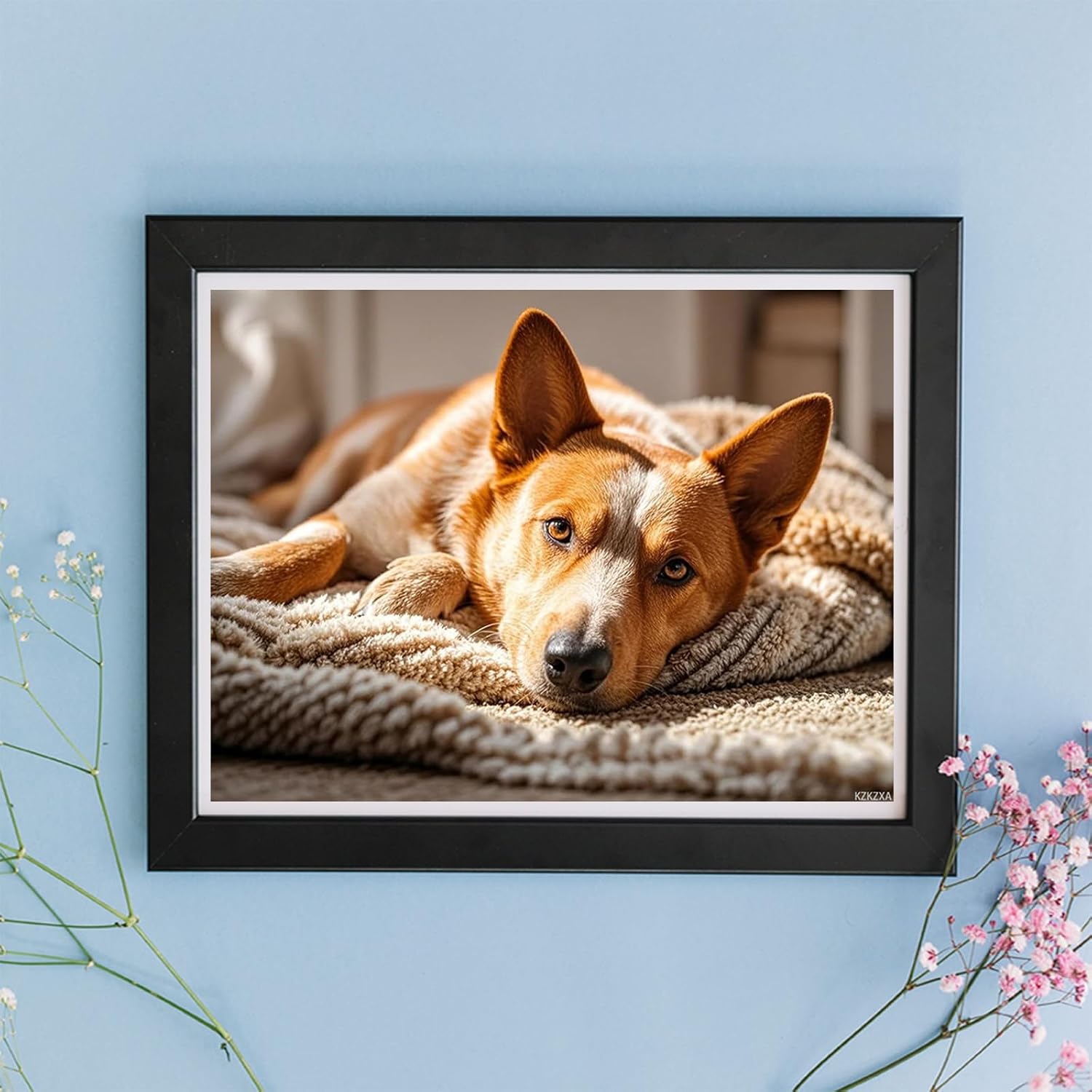KZKZXA Diamond Painting Australian Cattle Dog Red Heeler 5D Diamond Art DIY Kits Full Round Drill Rhinestones by Number Embroidery Arts and Crafts for Living Room Home Wall Decor 12x16 inch / 30x40cm