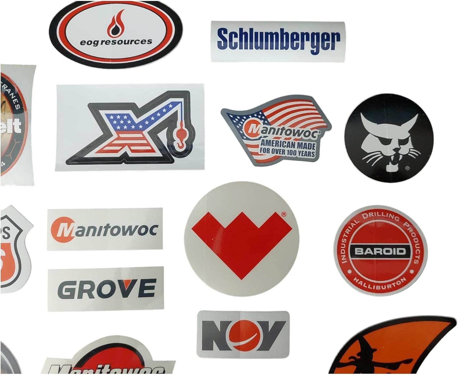 Generic 17 Vinyl Hardhat Decals, Various Brands, Construction Equipment, Oilfield