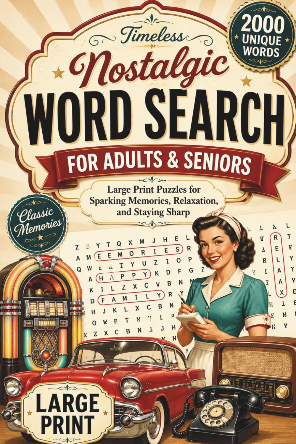 Nostalgic Word Search for Adults & Seniors: Large Print Puzzles for Sparking Memories, Relaxation, and Staying Sharp