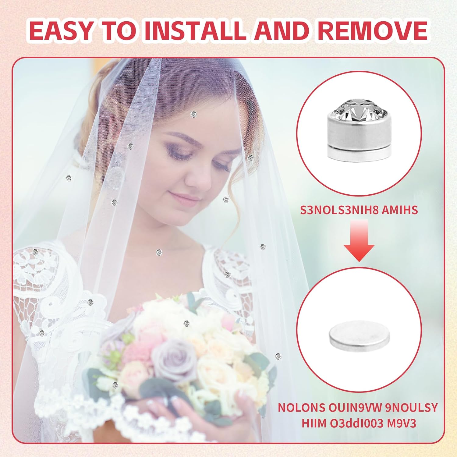 20 Pcs Veil Weights Wedding Magnetic Diamonds,Rhinestone Crystals Hijab Scarf Magnets for Clothes Scarf Women Girls Bridal Wedding Dress Veil Accessories - Image 3