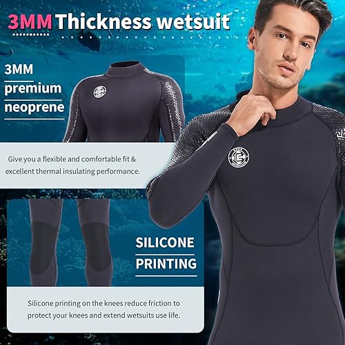 Miniatura 6 de Traje de neopreno para hombre, traje de neopreno  BEEK de 0.118in, equipo de buceo térmico con cremallera trasera, traje de baño ultra elástico, de