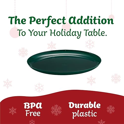Miniatura 7 de PLASTICPRO Paquete de 30 platos de plástico verde navideño de 8.6 pulgadas para fiestas, colección Edge Collection, platos desechables elegantes y