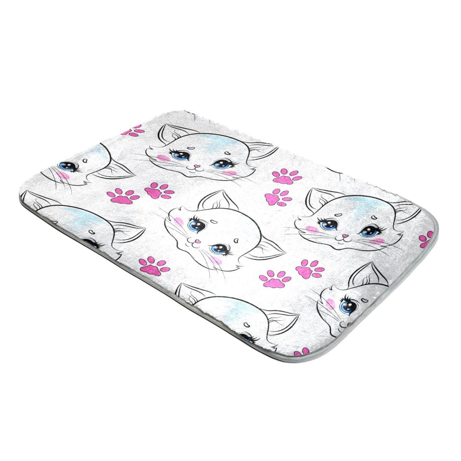 Tapis à poils longs en fausse fourrure premium et design élégant empreintes de chat