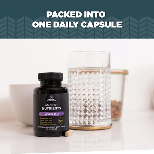 Miniatura 6 de Ancient Nutrition Suplemento de vitamina B12, apoya el metabolismo energético y la salud del sistema nervioso, hierbas adaptogénicas, activadas con