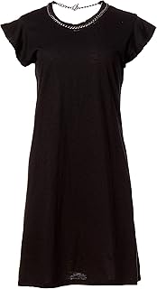 Women's Throwback Tee Shirt Dress with Chain Necklace