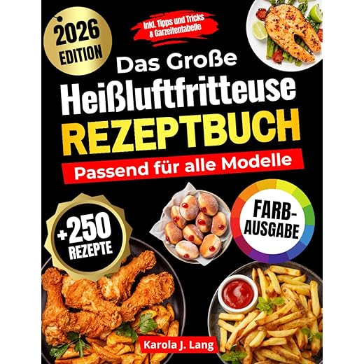 DAS GROßE HEIßLUFTFRITTEUSE REZEPTBUCH PASSEND FÜR ALLE MODELLE: 250 leckere und knusprige Gerichte – das ultimative Airfryer Kochbuch für Anfänger und Profis [FARBAUSGABE]