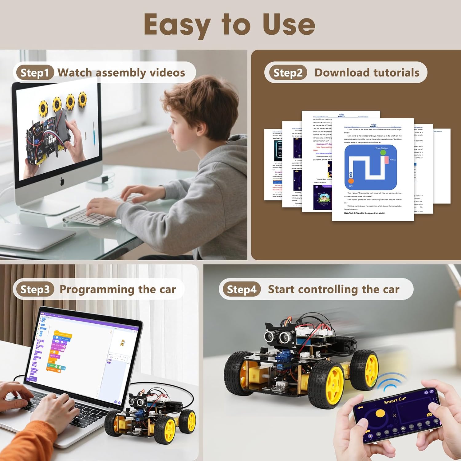 ACEBOTT Robotics Kit for Kids Ages 8-12 12-16, Smart Robot Car Kit Compatible with Arduino & Scratch, STEM Toys Coding Robot Kit with App Control, STEM Gifts for Kids and Teens