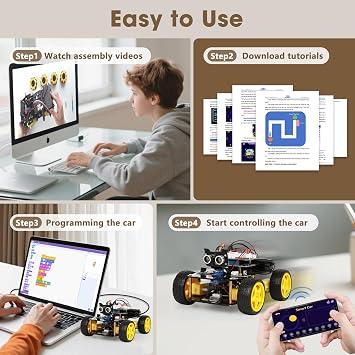 ACEBOTT Robotics Kit for Kids Ages 8-12 12-16, Smart Robot Car Kit Compatible with Arduino & Scratch, STEM Toys Coding Robot Kit with App Control, STEM Gifts for Kids and Teens