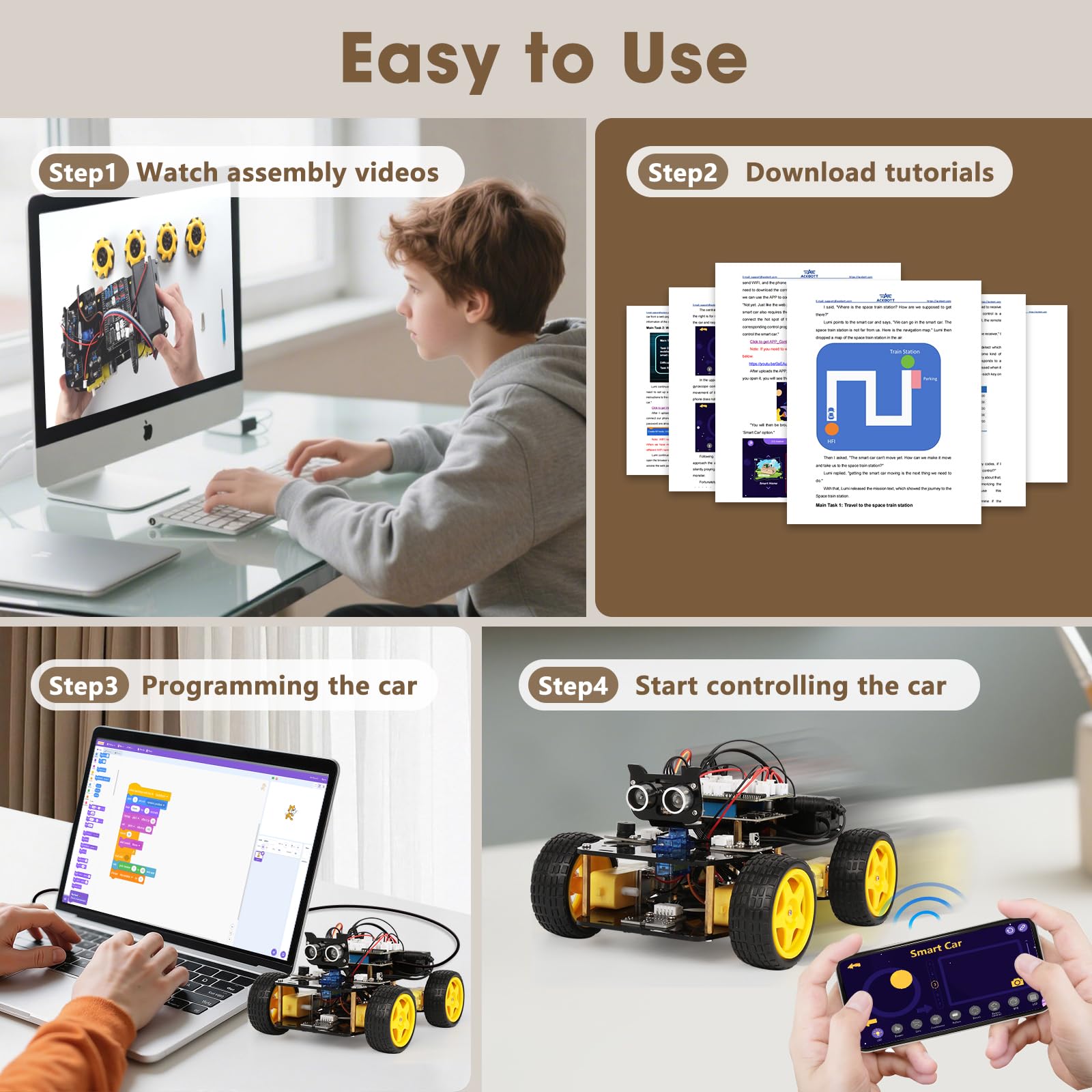 ACEBOTT Robotics Kit for Kids Ages 8-12 12-16, Smart Robot Car Kit Compatible with Arduino & Scratch, STEM Toys Coding Robot Kit with App Control, STEM Gifts for Kids and Teens