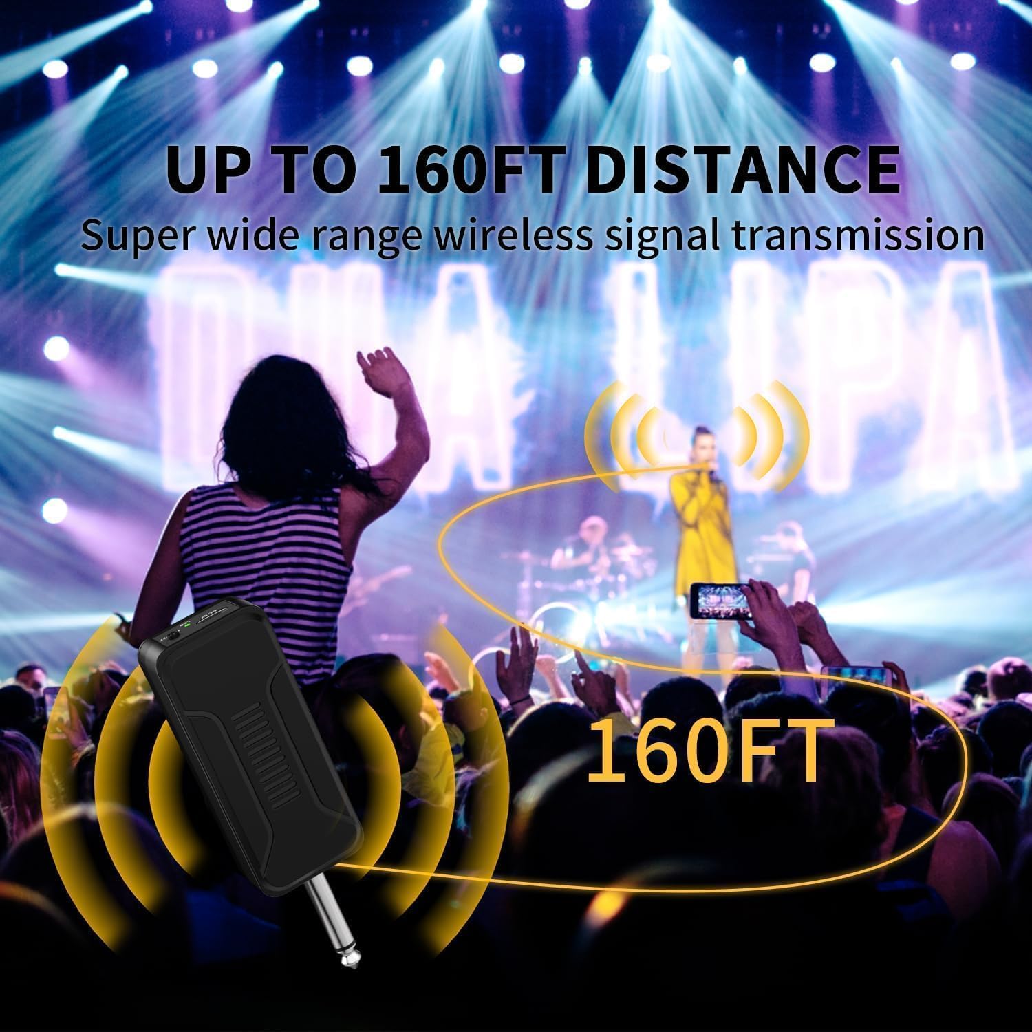 Wireless Microphones, Professional UHF Metal Dual Handheld Cordless Dynamic Mic System with Rechargeable Receiver, 1/4" Output, 160ft Range, Auto Connect for Karaoke, Party Singing, Church, Speech, DJ - Image 2