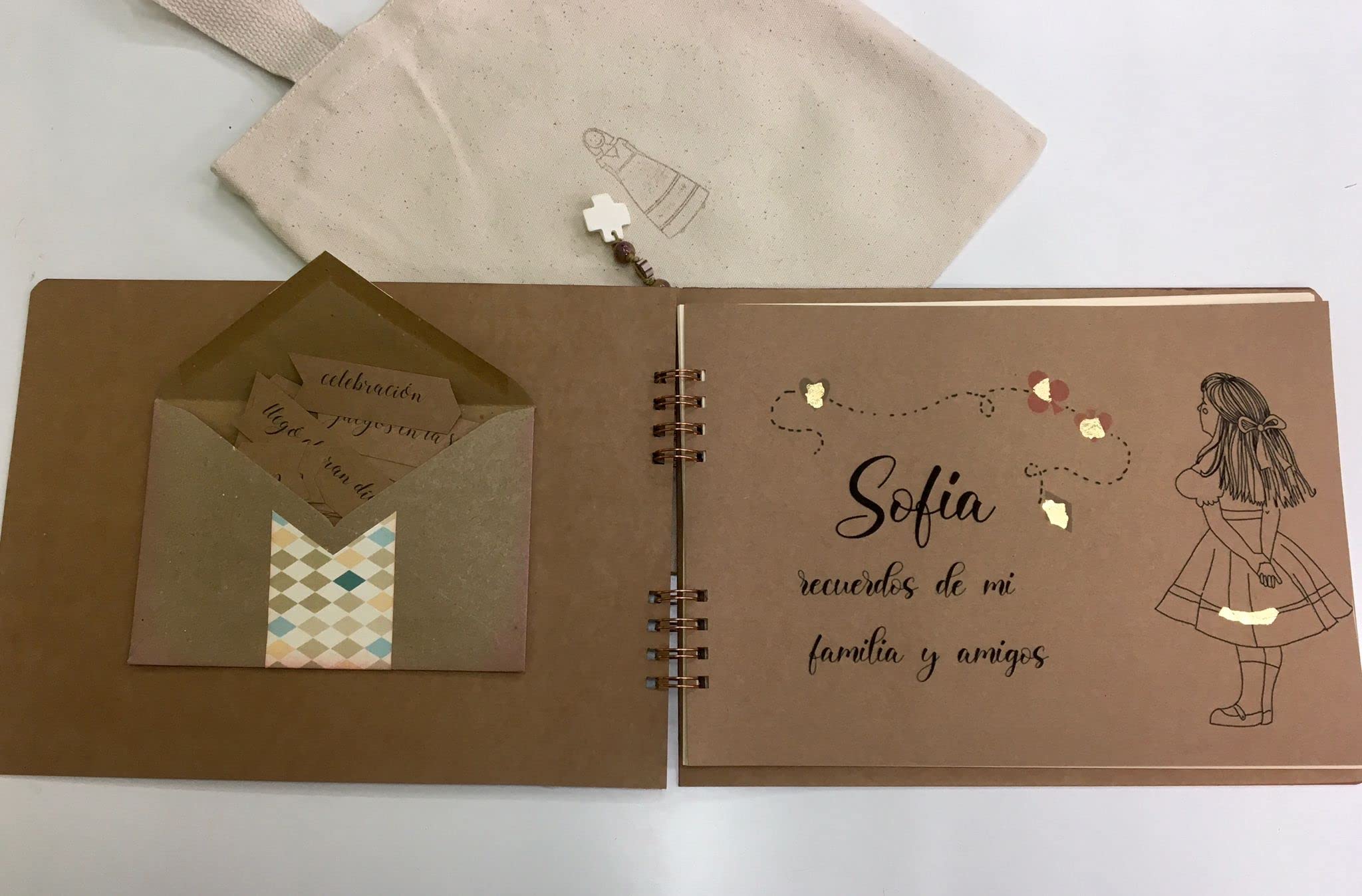 Libro de Firmas Comunión Personalizado y Hecho a Mano - Libro Comunión 22 x 32 cm - Personalización Álbum Comunión (Alicia Maravillas)