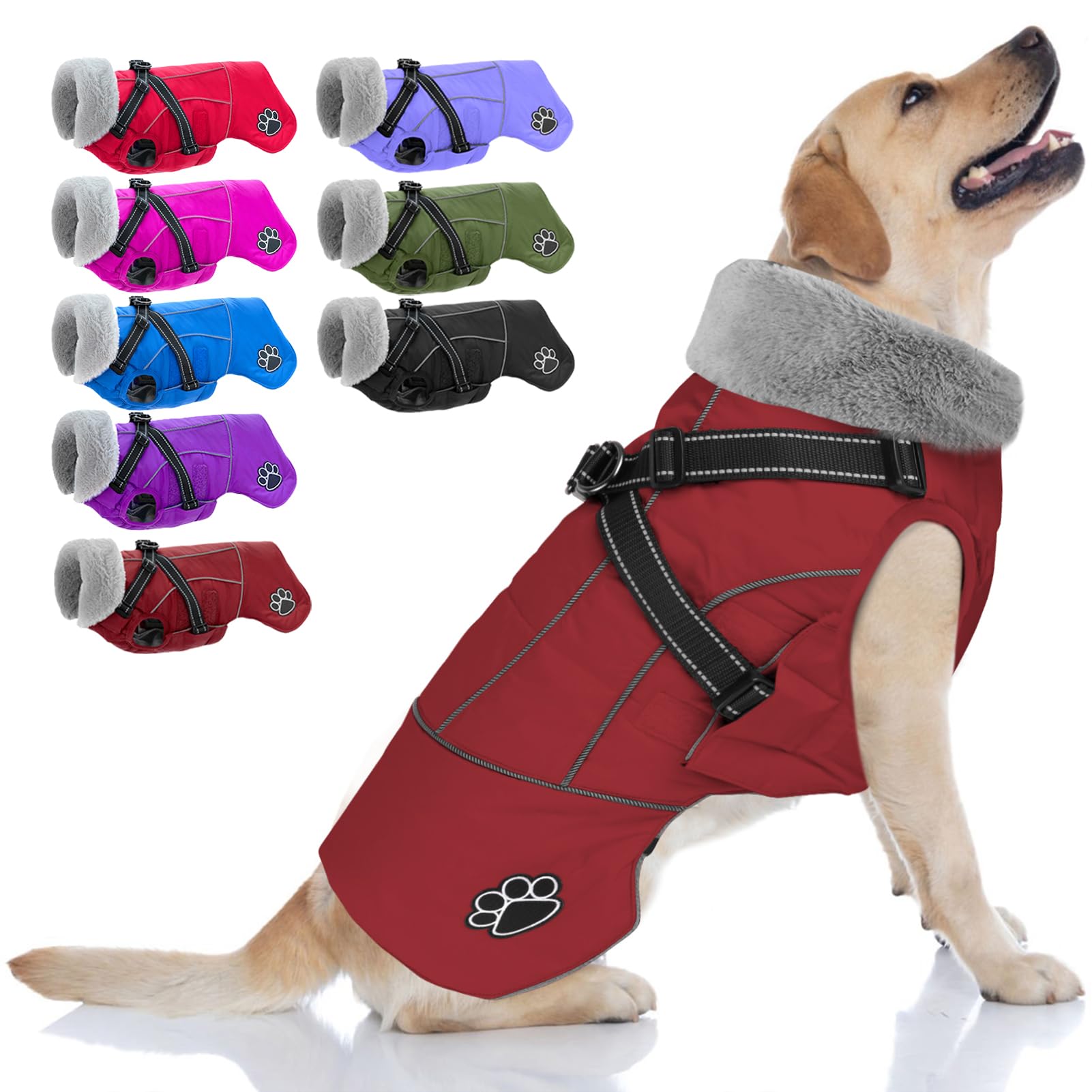 Veste imperméable pour chien Doglay avec harnais intégré pour tailles S à XXL