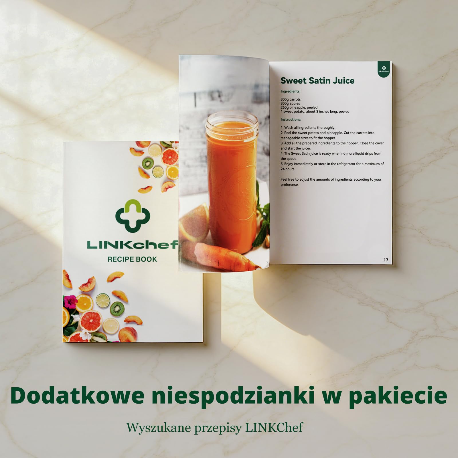 LINKChef Sokowirówka wolnoobrotowa, elektryczna wyciskarka do całych warzyw i owoców, łatwa instalacja, nie zawiera BPA, 115 mm, 200W, Zielony
