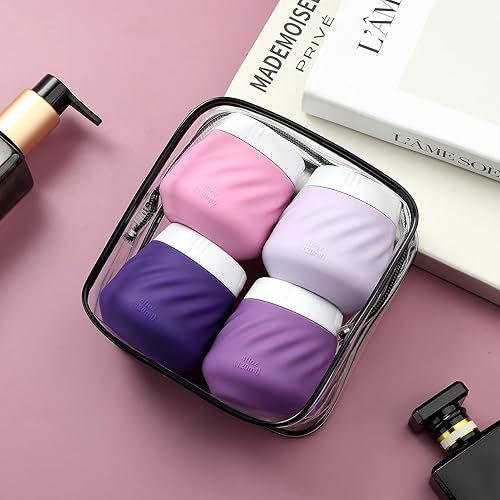 Vista 157 de Gemice Recipientes de viaje para artículos de aseo personal, tarros de crema de silicona aprobados por la TSA, tamaño de viaje con bolsa