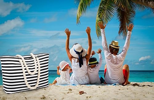 Miniatura 7 de KUAK Bolsa de playa grande impermeable a prueba de arena para mujer, vacaciones, familia con forro, cremallera, bolsillos interiores