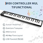 GarveeTech 49-Key MIDI Keyboard Controller, Velocity Switch Function, OLED Display, DAW Integration, Semitone Transposition, ARP Automatic Accompaniment for Professional Music Production