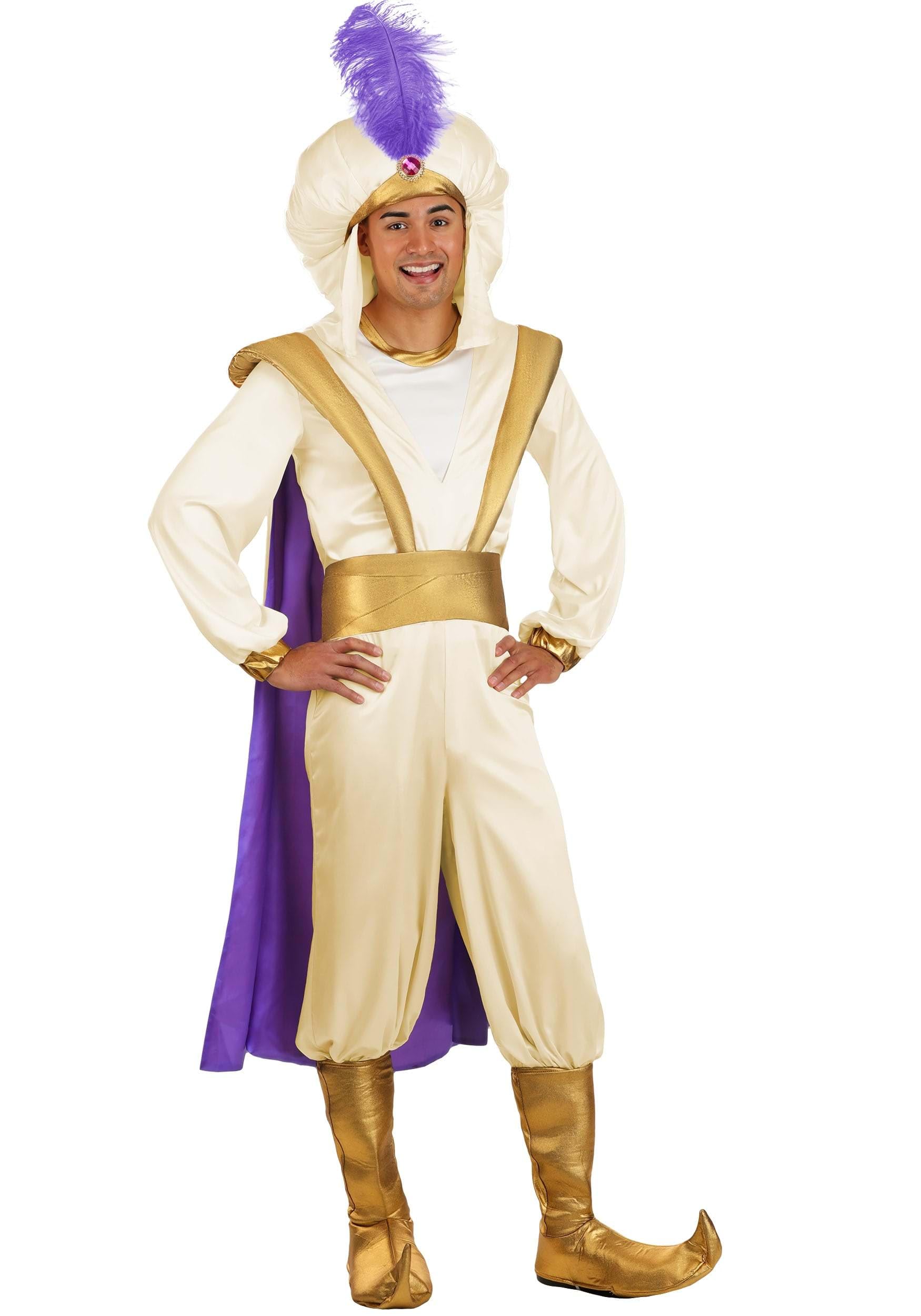Fun Costumes Men's Disney Aladdin Prince Ali Deluxe Costume - Includes Tunic, Pants, Sash, Cape & Turban - Officially Licensed
