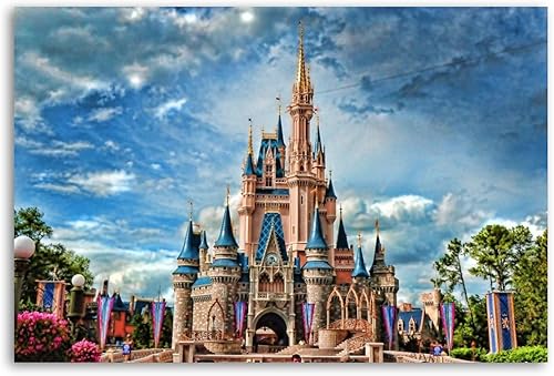 NOBLZ Magic Kingdom Park - Póster de arte en lienzo y arte de pared, póster moderno para decoración de dormitorio familiar, 16 x 24 pulgadas (15.7 x