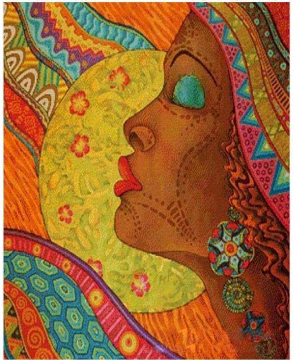 Cross Stitch Kits for Beginners Adults,African Women,11CT Stamped 3 Strands,Easy Embroidery Cross-Stitch Needlework Home Decoration,16x20 inch