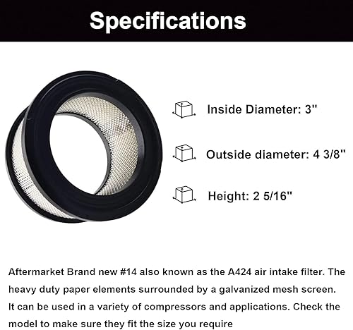 Miniatura 2 de 32170979 Filtro de aire Soberg # 14 A424 Elemento de filtro de admisión de aire para compresor de aire Ingersoll Rand SS5 2340 T30 2475 - Paquete de