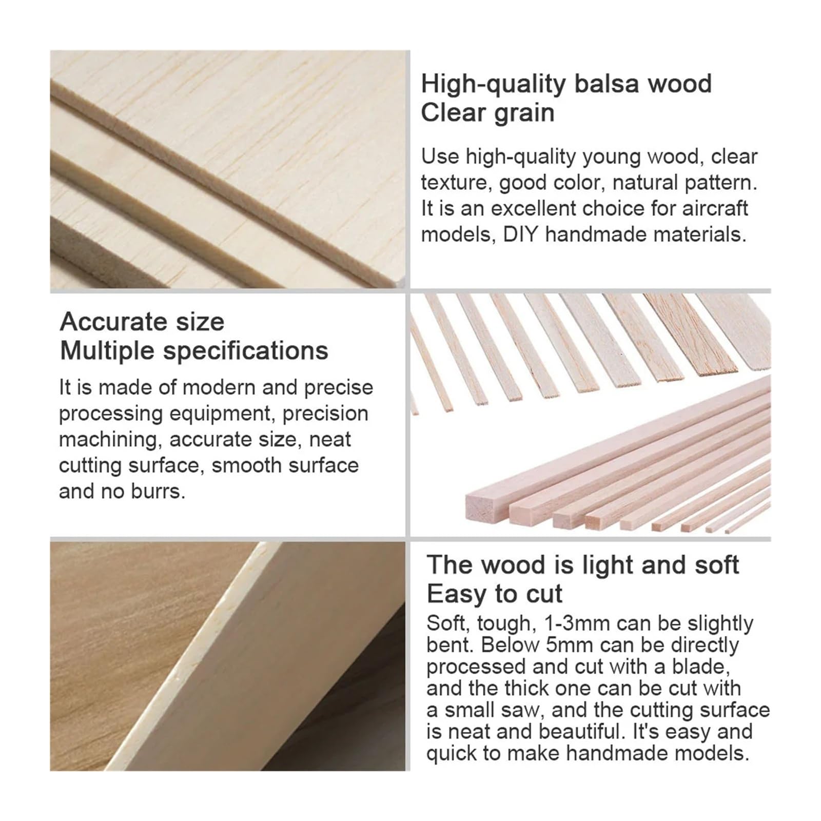 20/50 tiras de madera de balsa para tallar, para manualidades, modelo cuadrado, juguetes de construcción, tallado, artesanía, accesorios de bricolaje, palos de madera de 2-5 mm (2 x 10 x 200 mm, 50