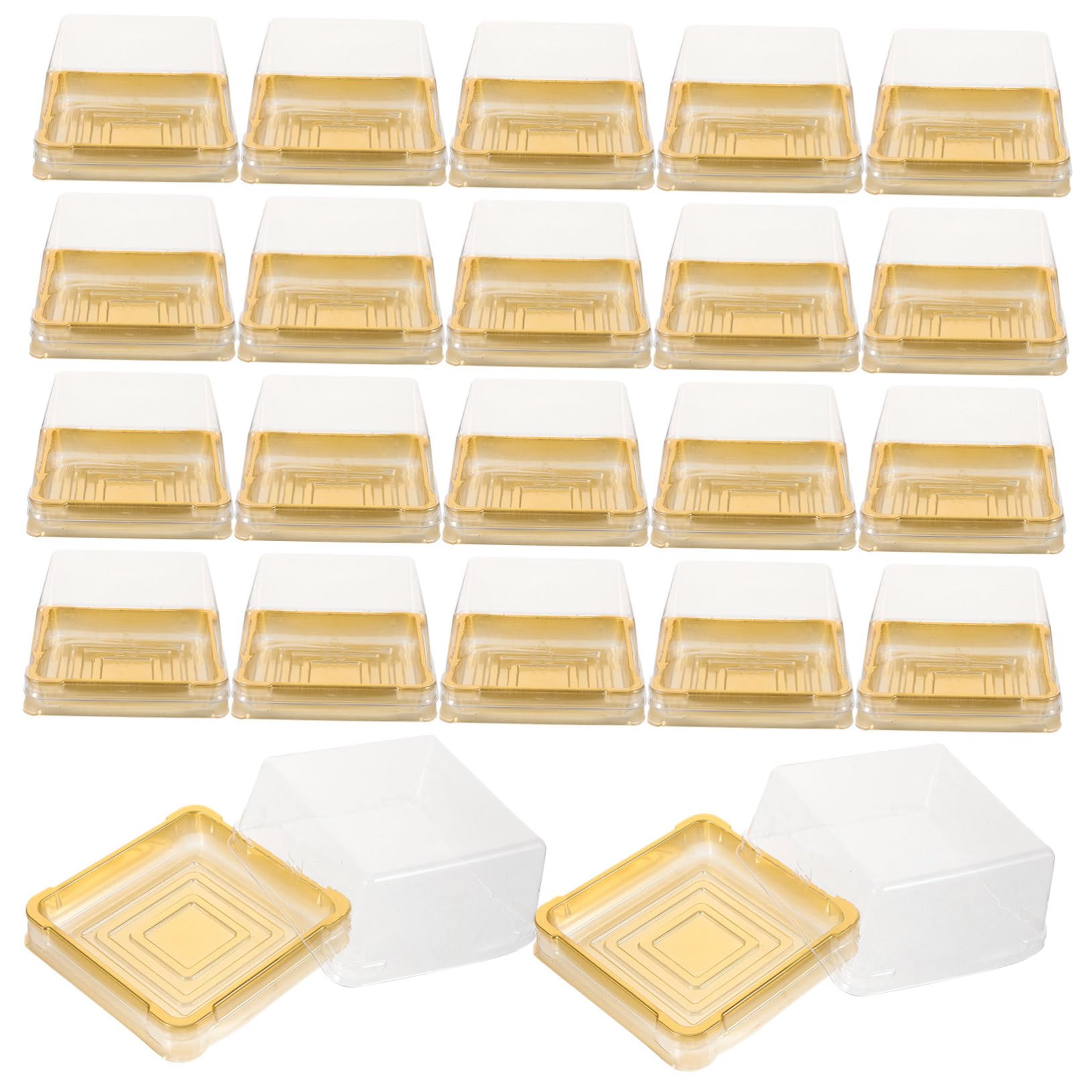 NIYANGLE 50 Pack Mini Cupcake Boxes Mooncake Packaging Boxes Bakery Supplies Square Bottom Container Party Muffin
