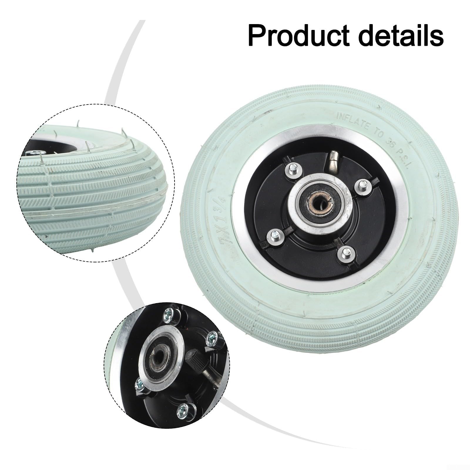 Rueda delantera eléctrica de repuesto para silla de ruedas de 7 pulgadas, neumático gris de 7 x 1 3/4 con borde de aluminio, 8 mm/10 mm para cubo (negro 8 mm)