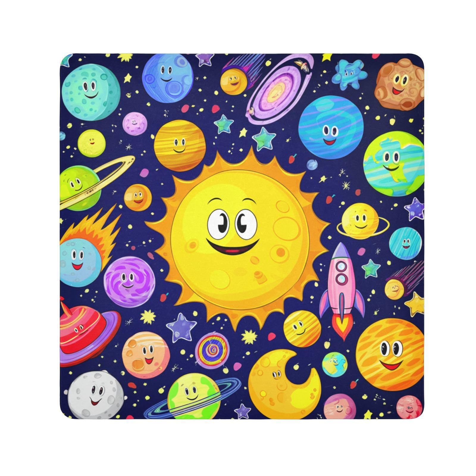 ODAWA Colorful Cartoon Sun Self Adhesive Cloth 17.7X17.7 Inch Cosmetic Bag Magic Cloth Magic Self-Adhesive Cloths for Camera, Lens, Laptop
