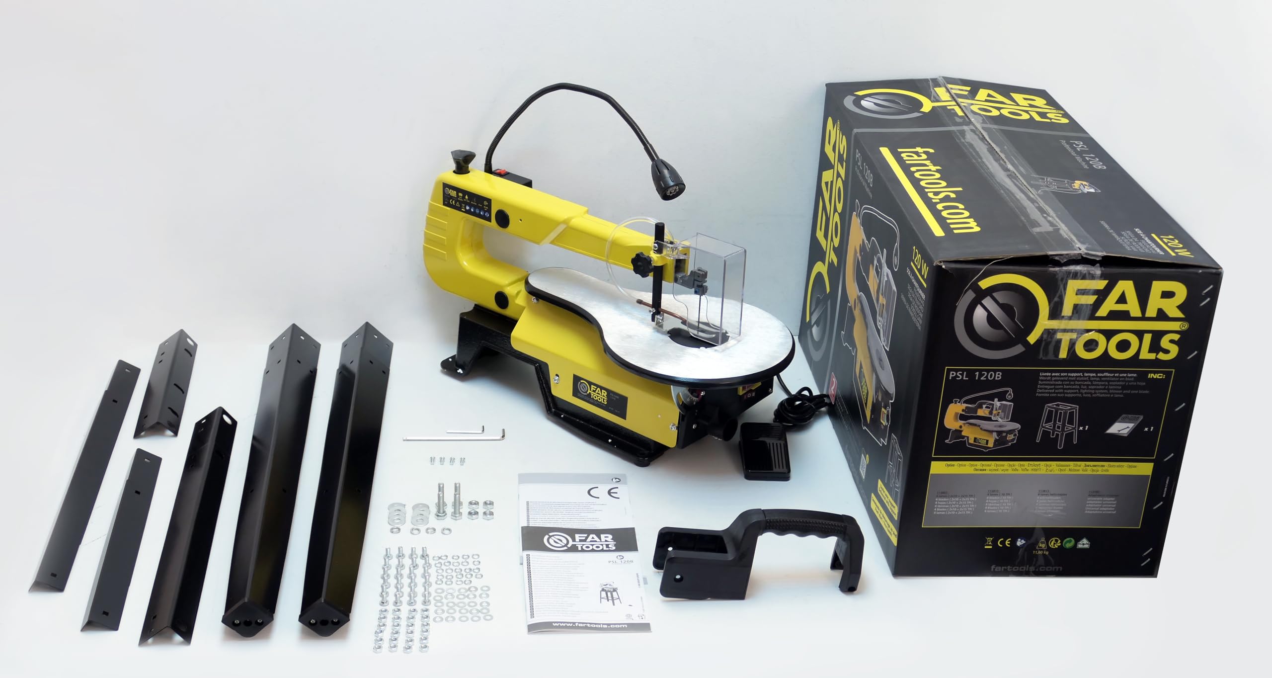 Fartools Scie à chantourner 120W, vitesse variable 400-1600tr/min, table inclinable 45°