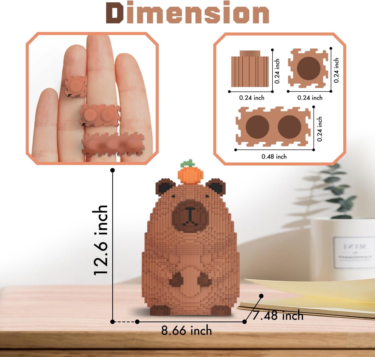 Capybara Building Blocks (8600PCS) | Capybara Display Model | Micro 3D Animal Building Blocks | Playful Design for Adults & Kids | Idea for Home & Office Decor