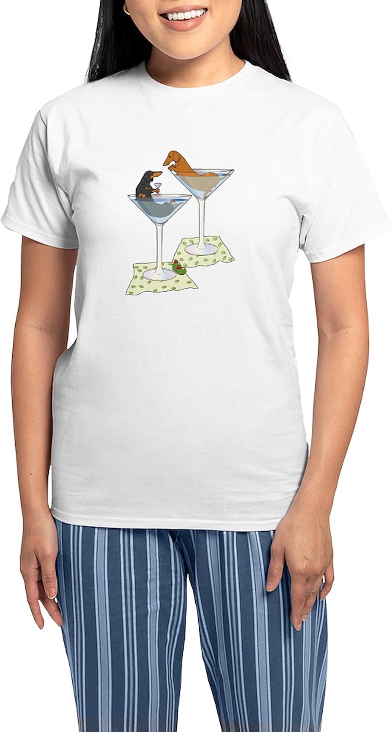 CafePress Cocktailwienersduo8x10whitetext Pajamas Women's Novelty Cotton Pajama Set, Comfortable PJ Sleepwear
