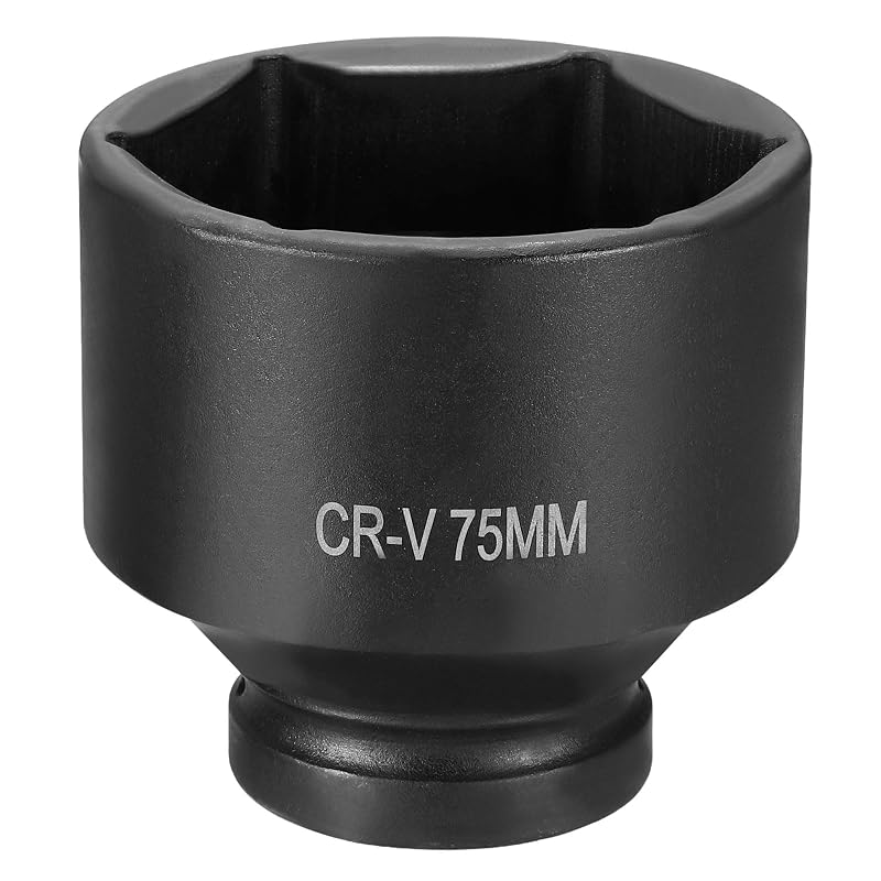 Soquete de impacto 6 pontos 75 mm HARFINGTON com acionamento quadrado de 25,4 mm (1 pol.) em aço CR-V