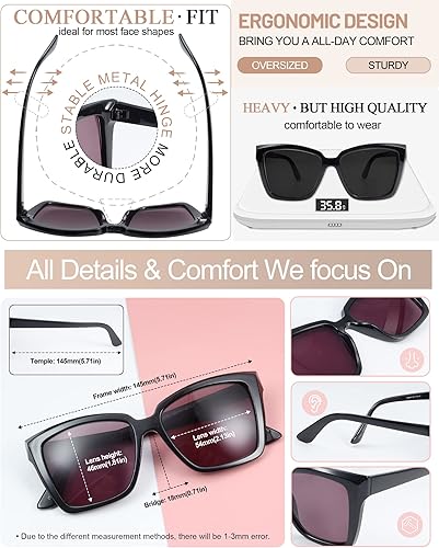 Miniatura 5 de MARE AZZURO Gafas de sol de gran tamaño para mujer, gafas de lectura de sol de moda 1.0 1.25 1.5 1.75 2.0 2.25 2.5 2.75 3.0 3.5 4.0