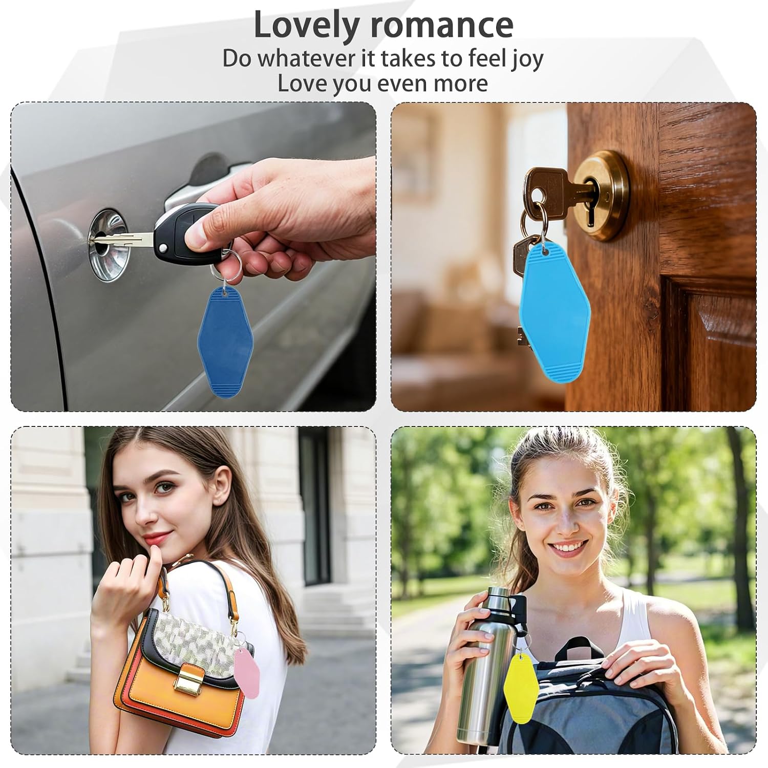 320 Pcs Blank Motel Keychain 35 Colors Sublimation Hotel Keychain with 105 Vintage Rhombus Hotel Key Chains 110 Packing Bag 105 Display Card for DIY Luggage Tag Craft Ornament